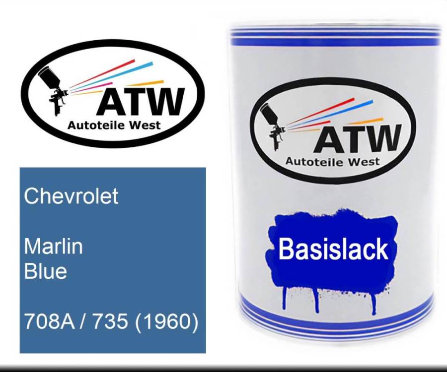 Chevrolet, Marlin Blue, 708A / 735 (1960): 500ml Lackdose, von ATW Autoteile West.